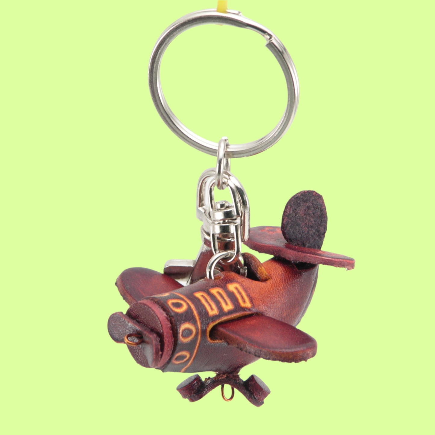 Keychain - leather airplane