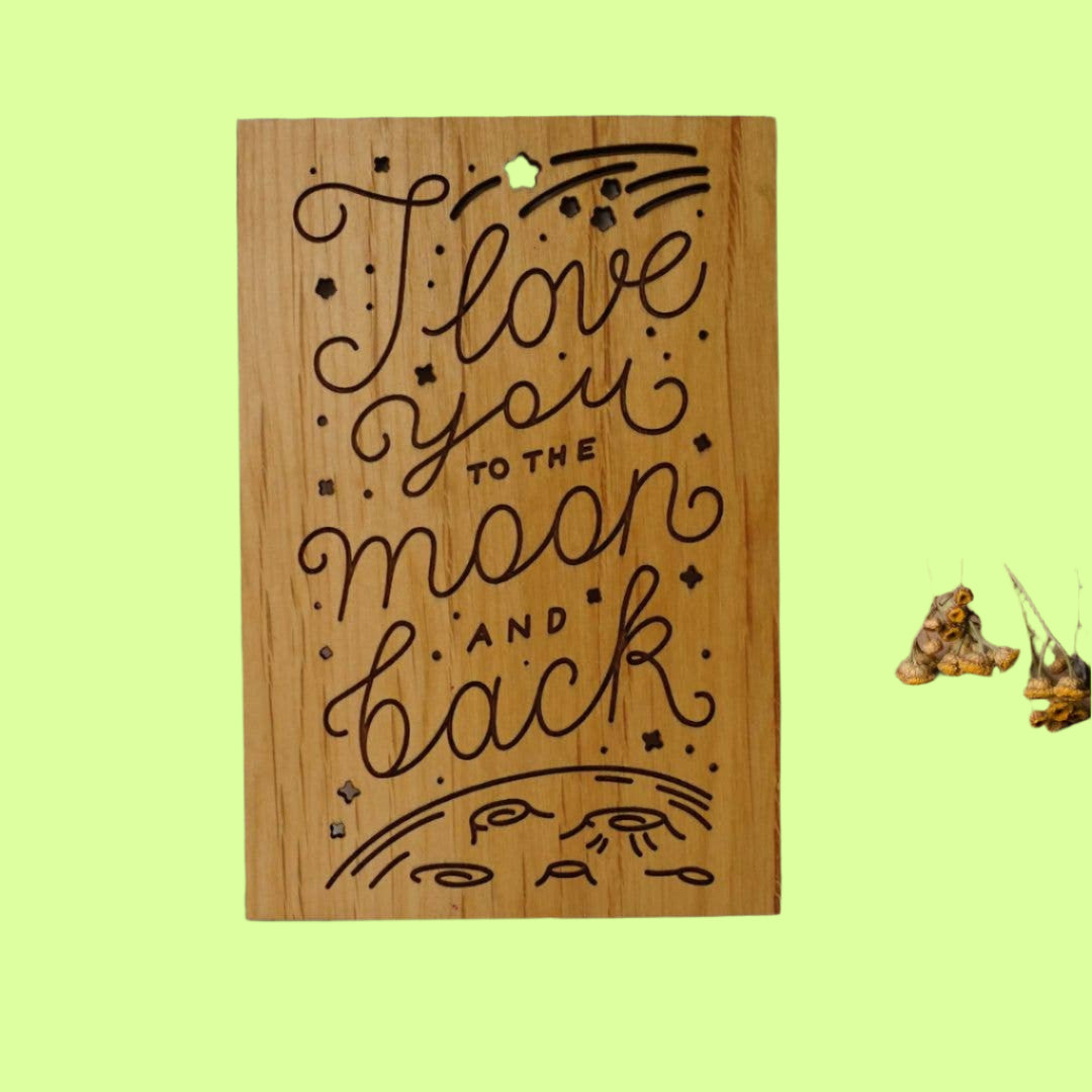 Greeting Card - Wood - Love You to The Moon