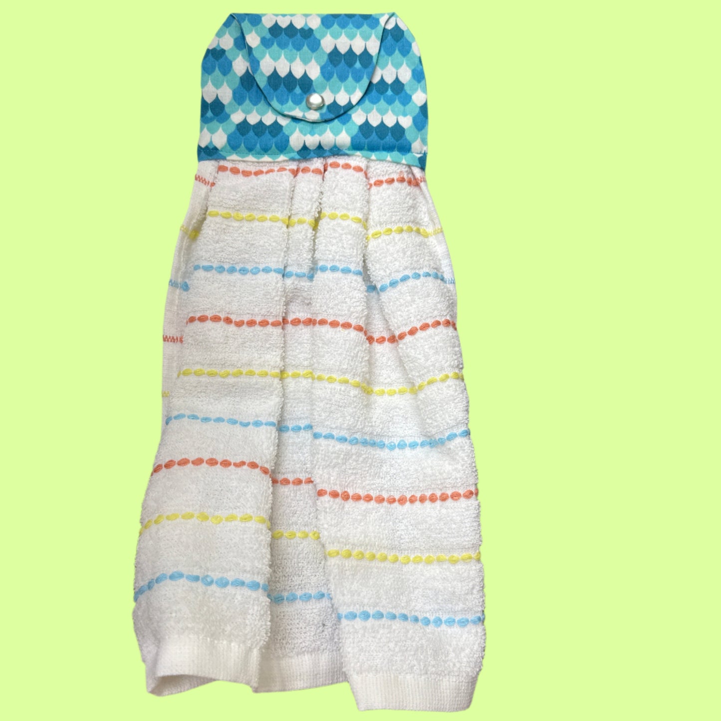 Hand Towel - Handmade by Rosemary - aq/teal/wt/bl