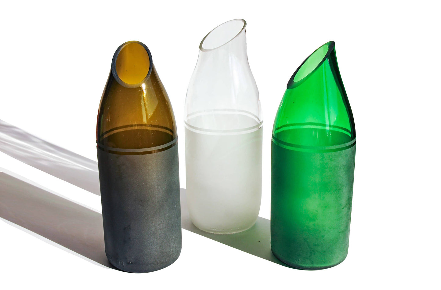 Jug/Vase - Upcycled Hand-Crafted: Green stripe