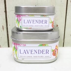 Candle - sq tin Lavender 8oz