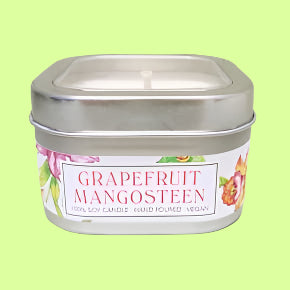Candle - sq tin Grapefruit Mangosteen 4oz