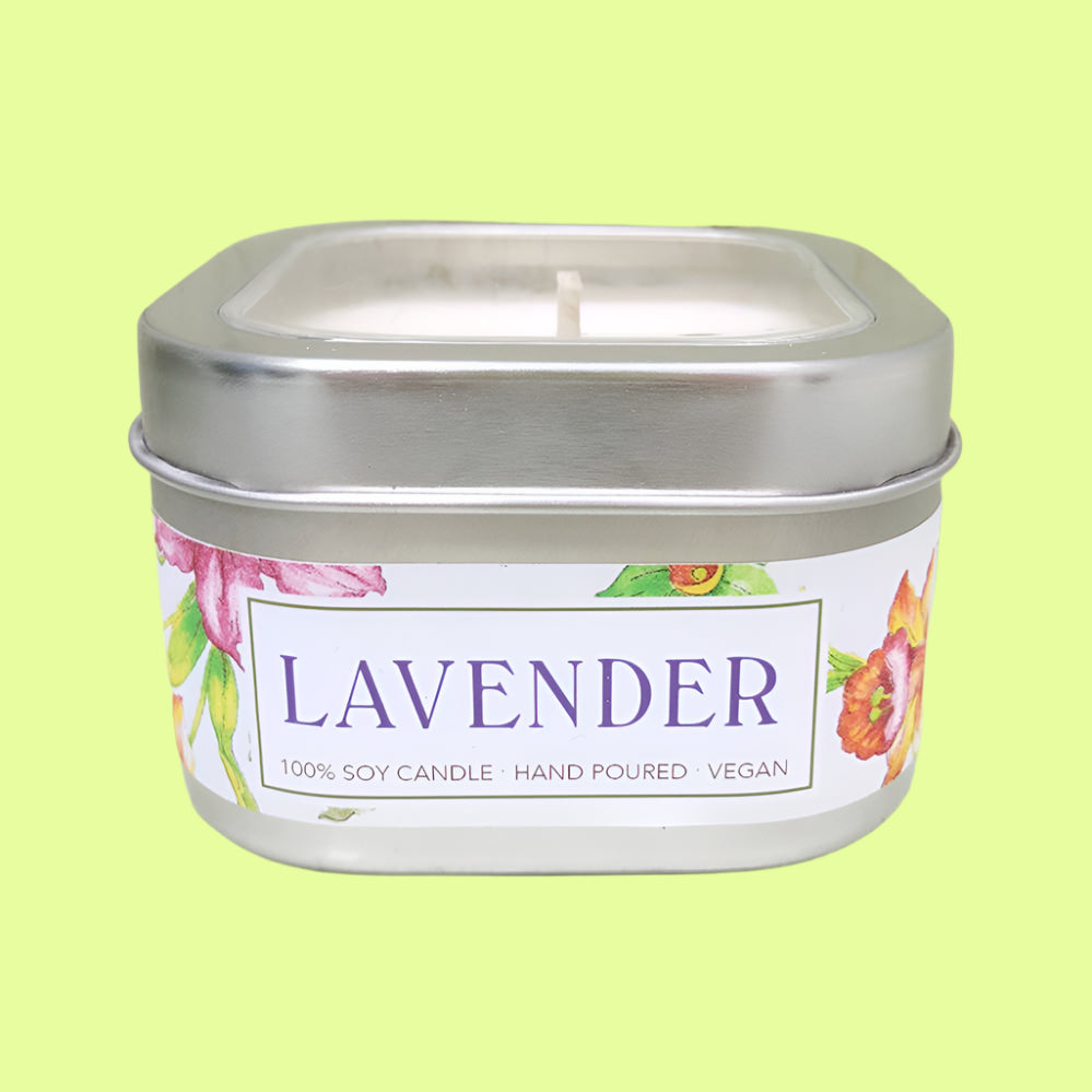 Candle - sq tin Lavender 8oz