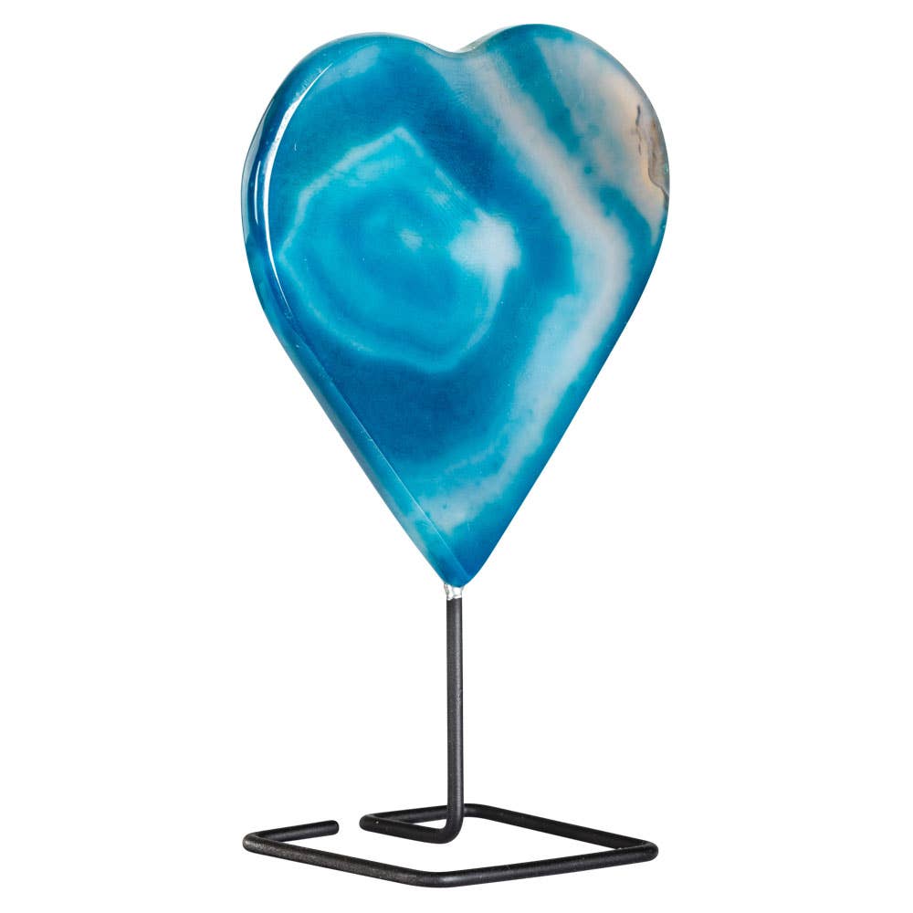 AGATE HEART ON STAND: TEAL