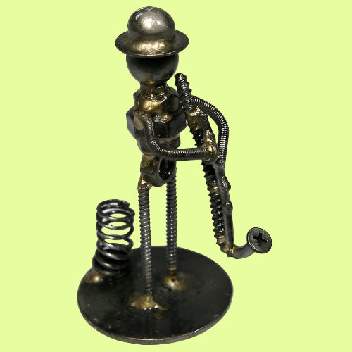 Pen Holder - Junkyard Saxophone Player