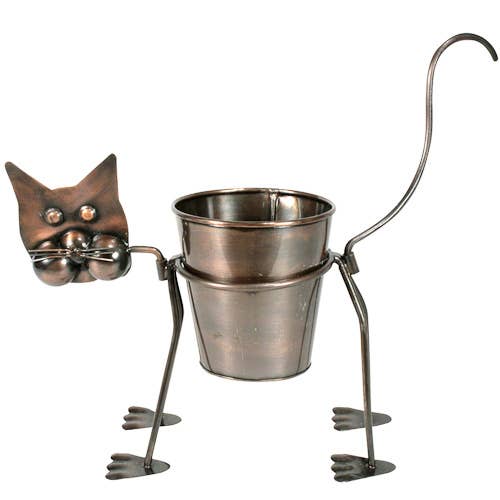 Planter - Curious Metal Cat