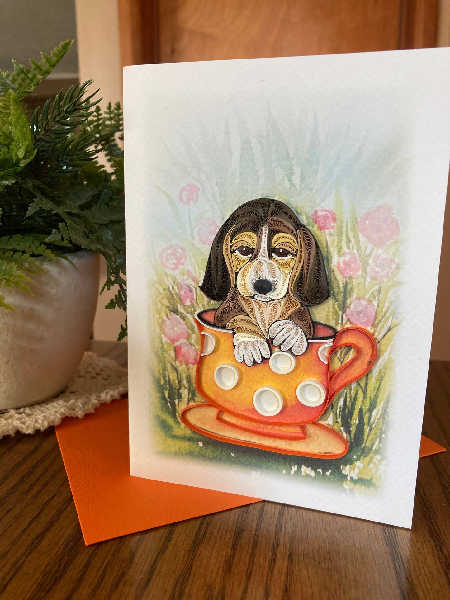Greeting Card - Quill Pup in a Cup