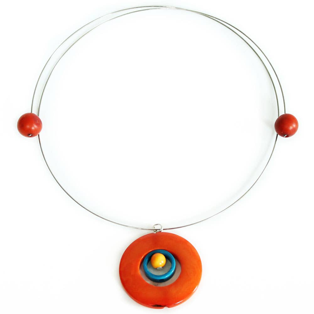 Necklace - Circles Tagua Choker: Brown
