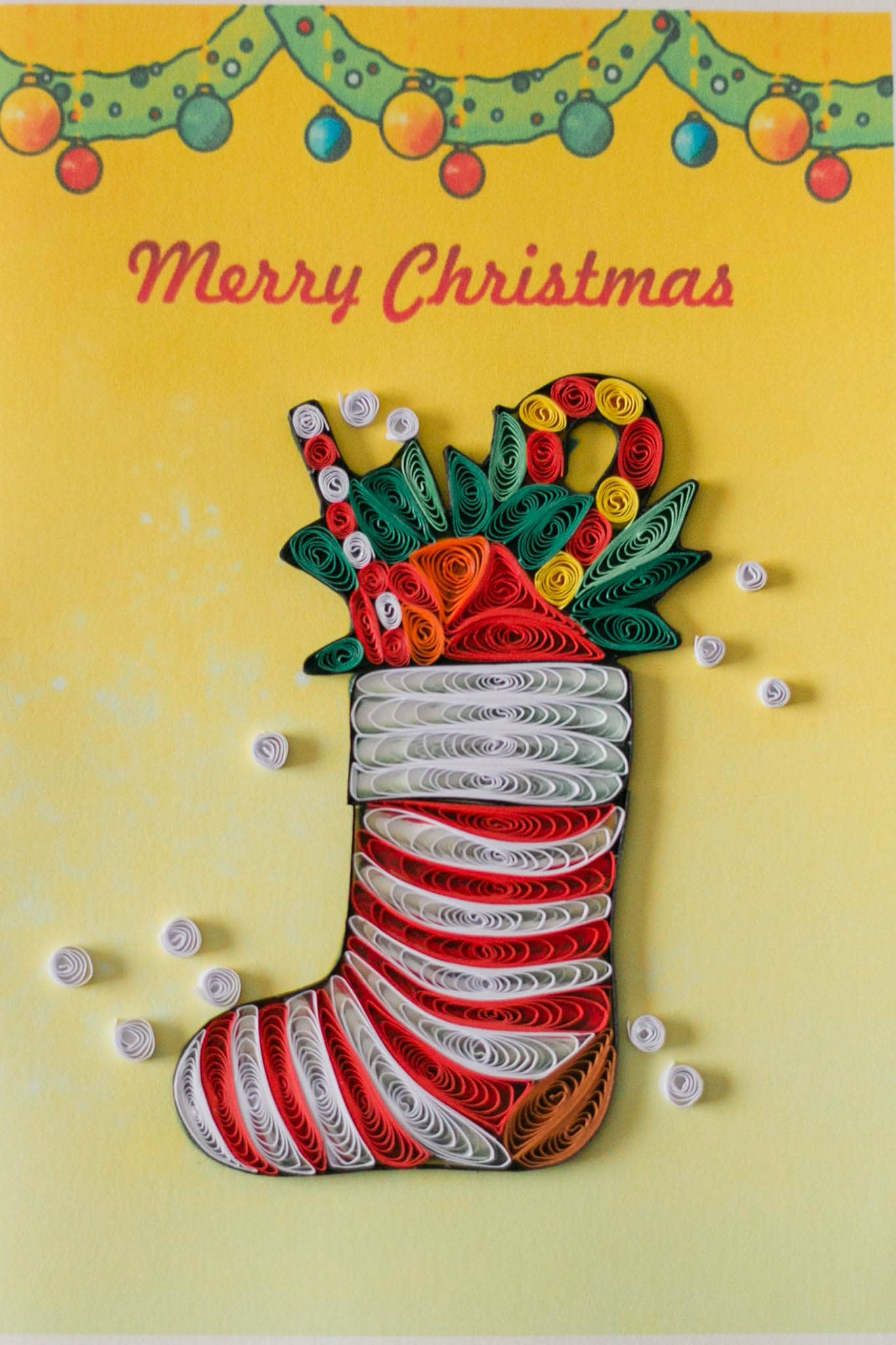 Greeting Card - Quill Christmas Stocking