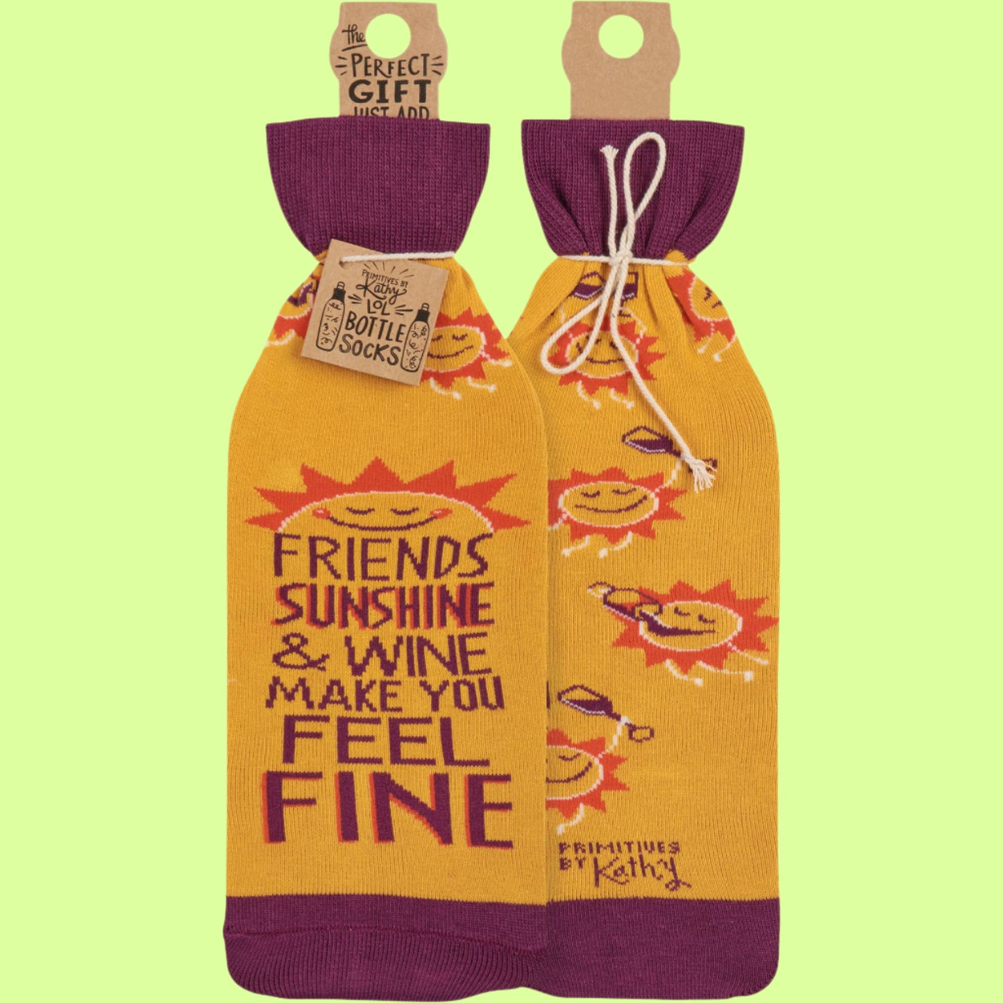 Bottle Sock - Friends Sunshine & Wine Make you Feel Fine