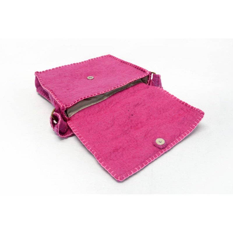 Bag - Wool Felted messenger Bag Smiley Pig