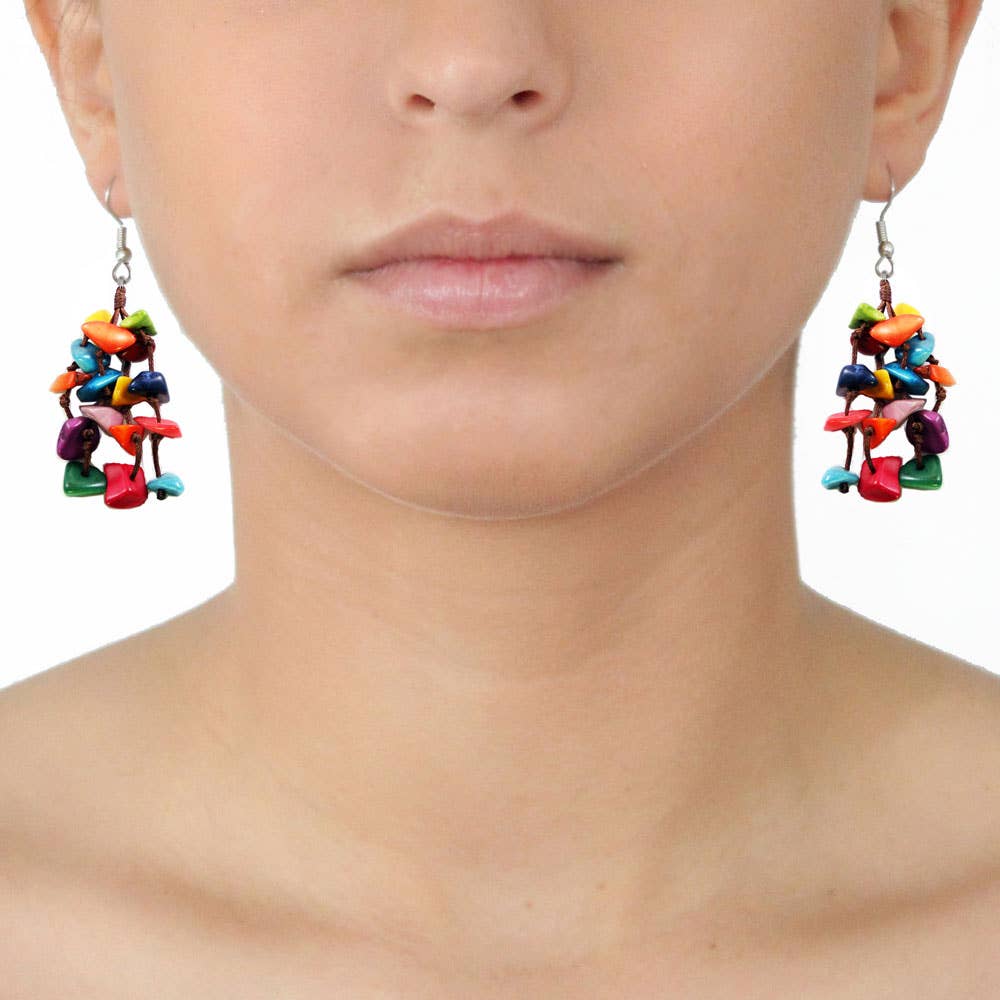 Earrings - Bits Tagua Rainbow