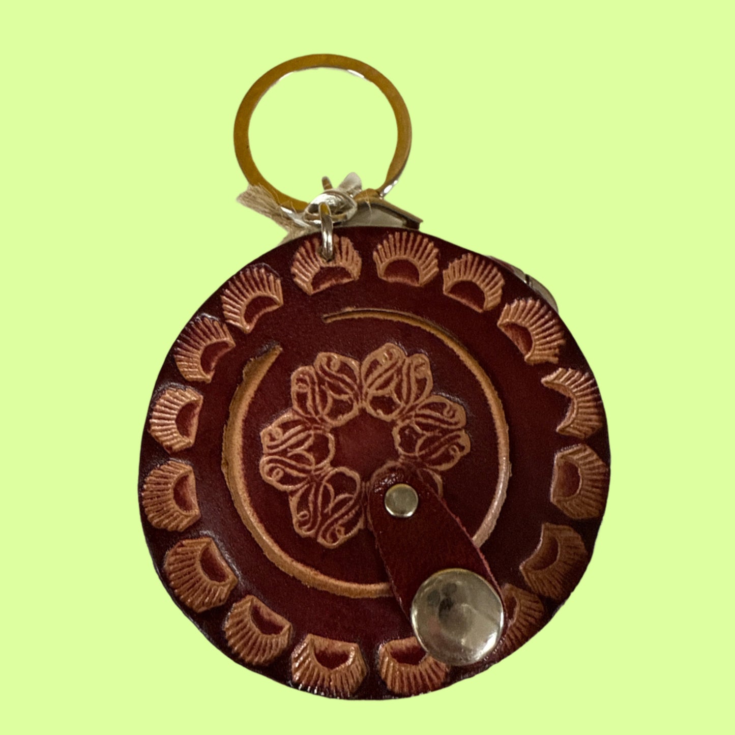 Keychain - leather sun hat flowers