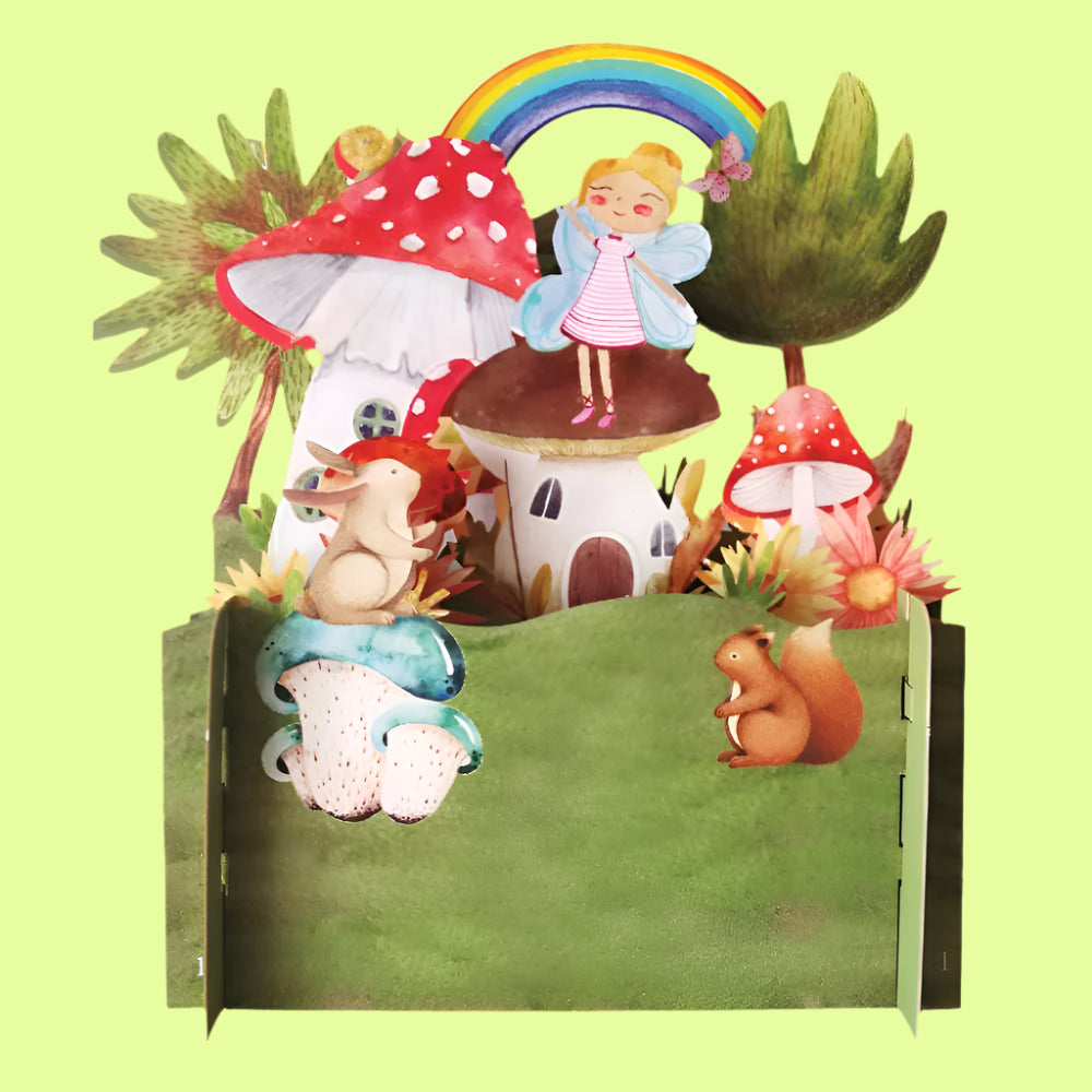 Greeting Card - Kids pop up card - Mushrooms Rainbow