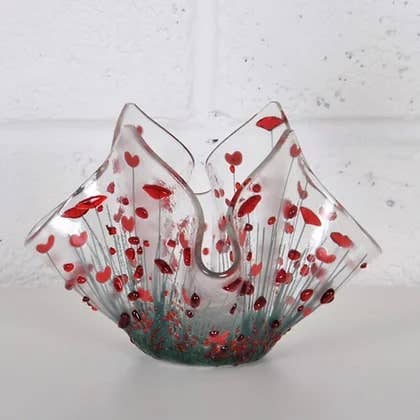 *Tealight Holder - Poppy small hankie