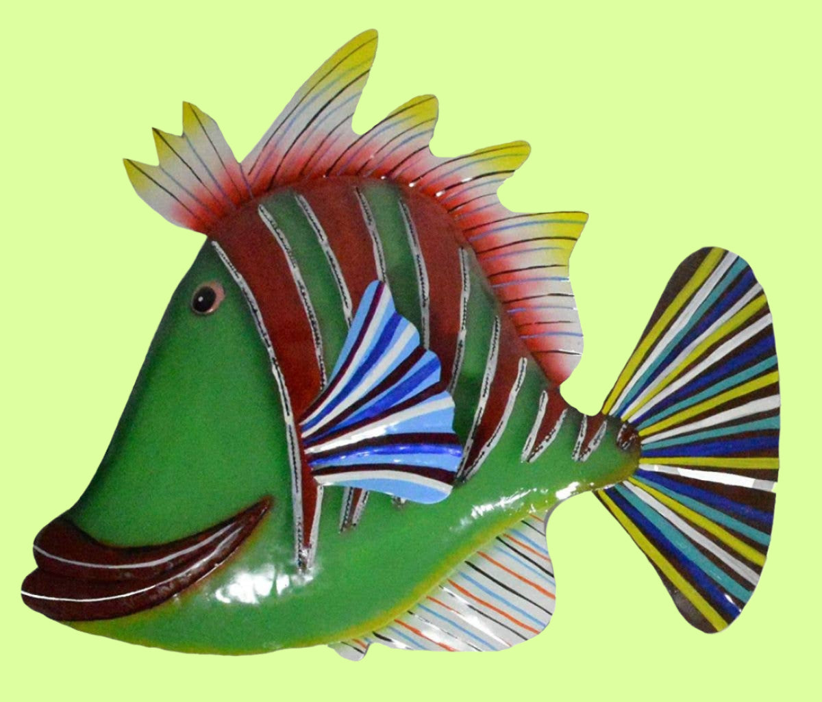 Metal Art - Green Red Lips Fish