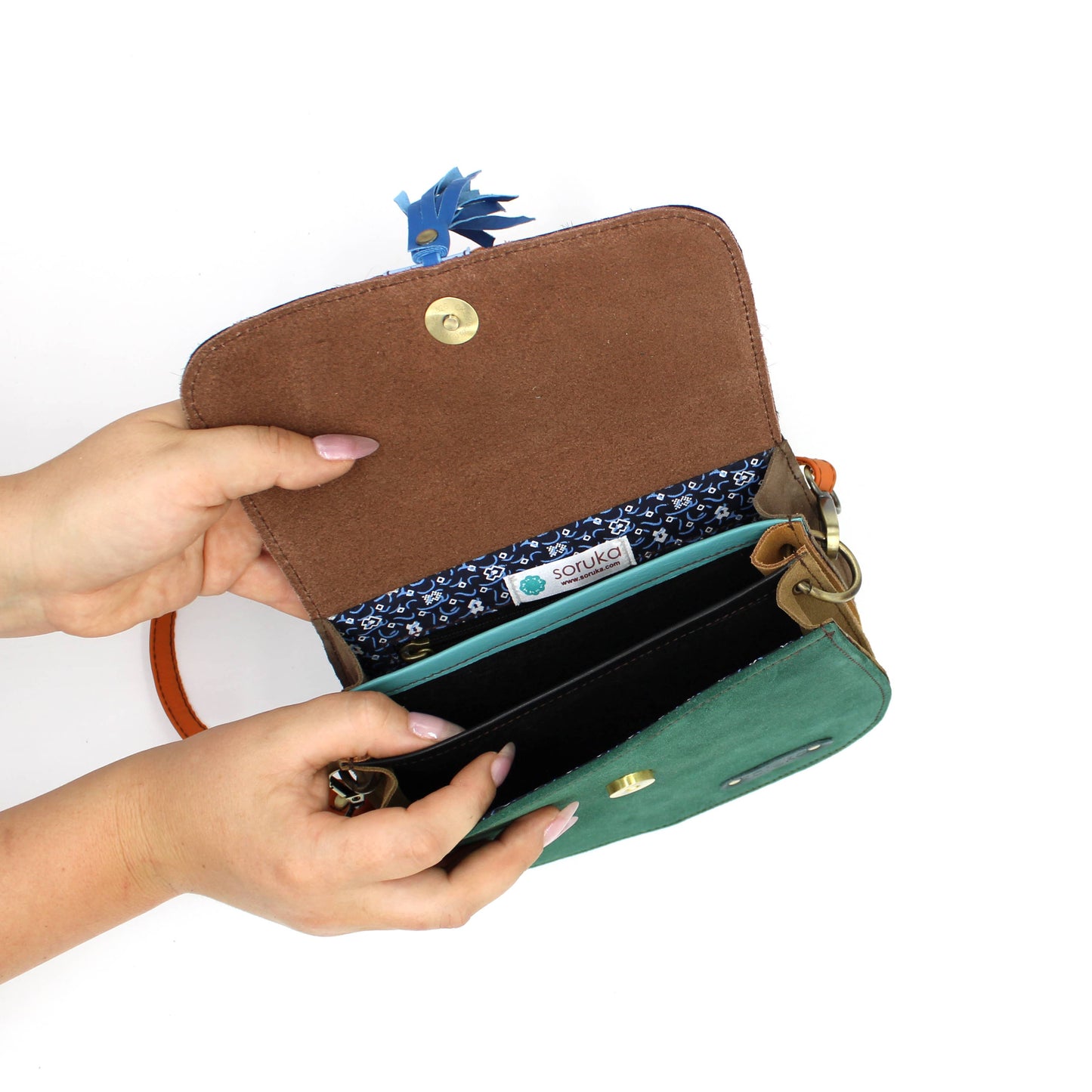 Bag - Lena Crossbody tassel - gy/aq/print