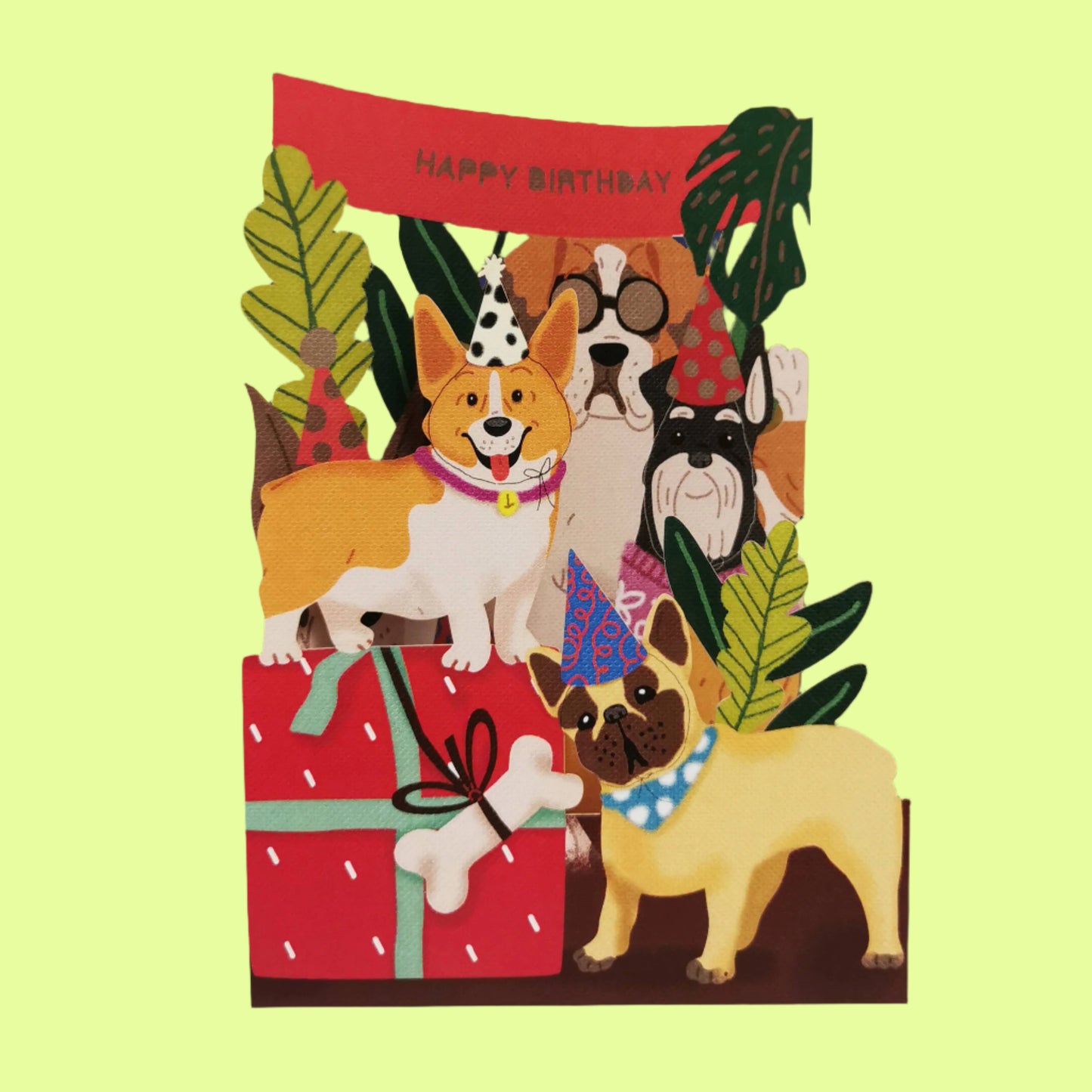 Greeting Card - Dogs w gift