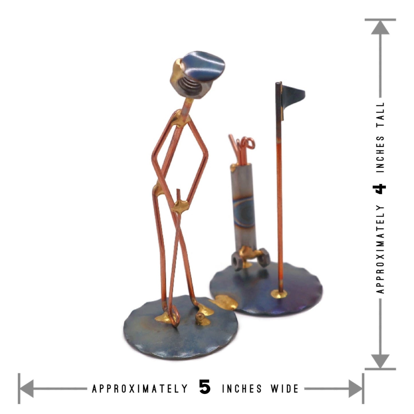 Metal Figurine - Golf Putt with Clubs