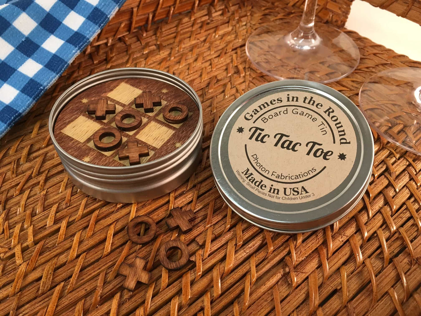 Games - Mini Board Game in Round Tin- Tic Tac Toe