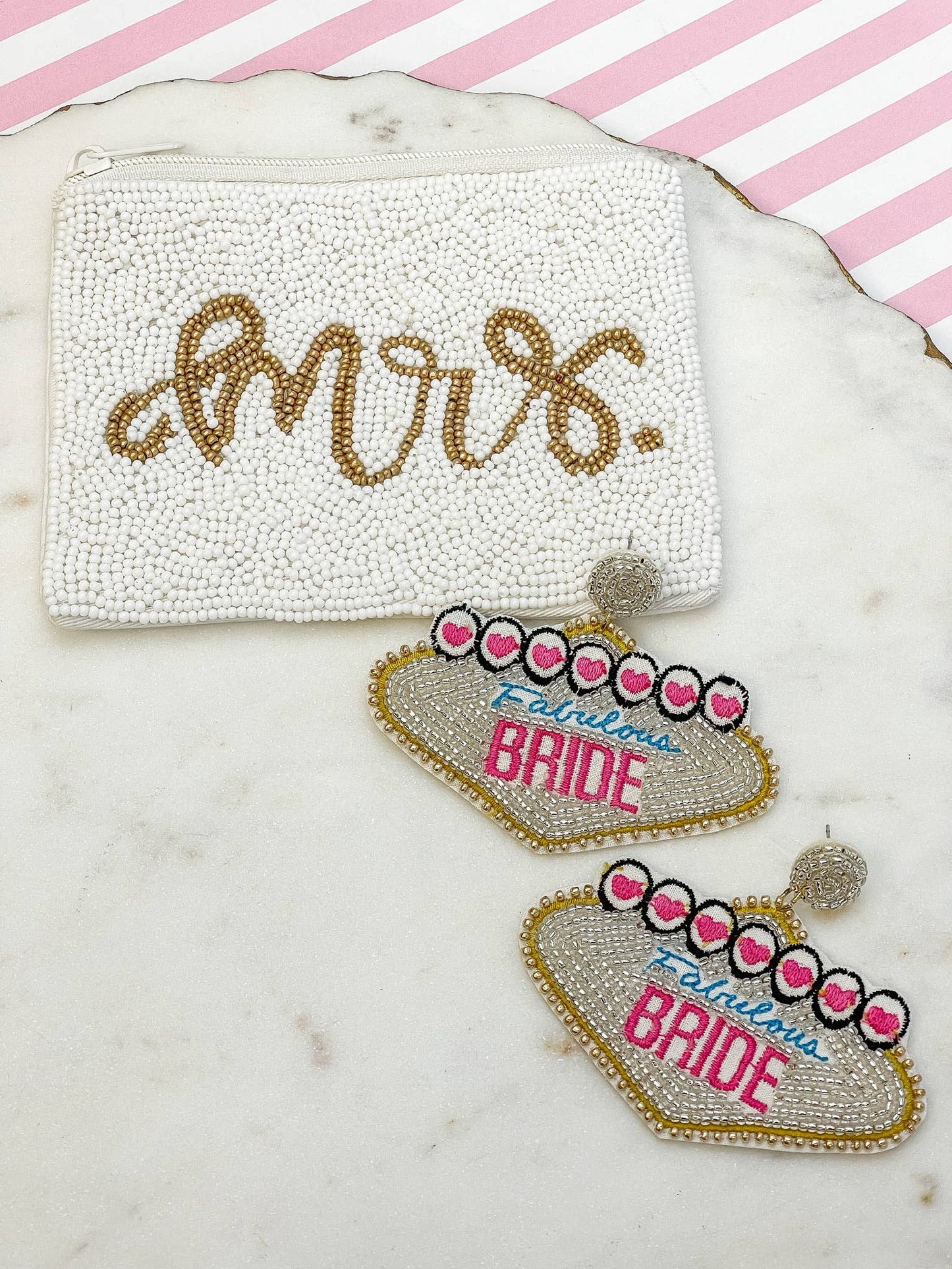 Earrings - 'Fabulous Bride' Vegas Beaded Dangle posts