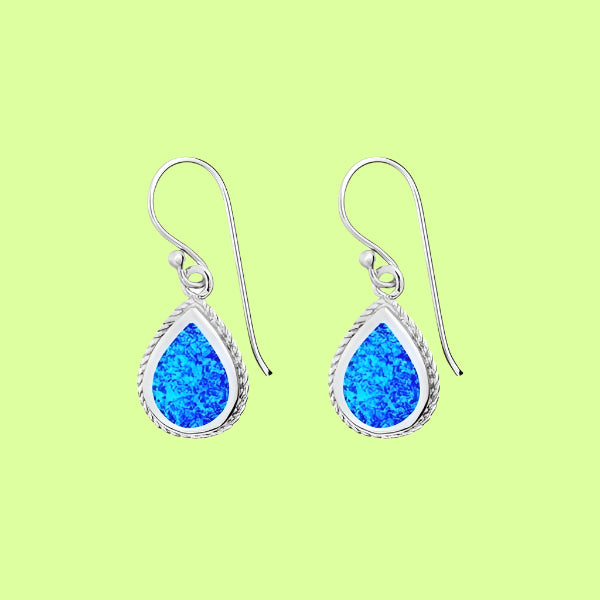 Earrings - Blue Opal Teardrop