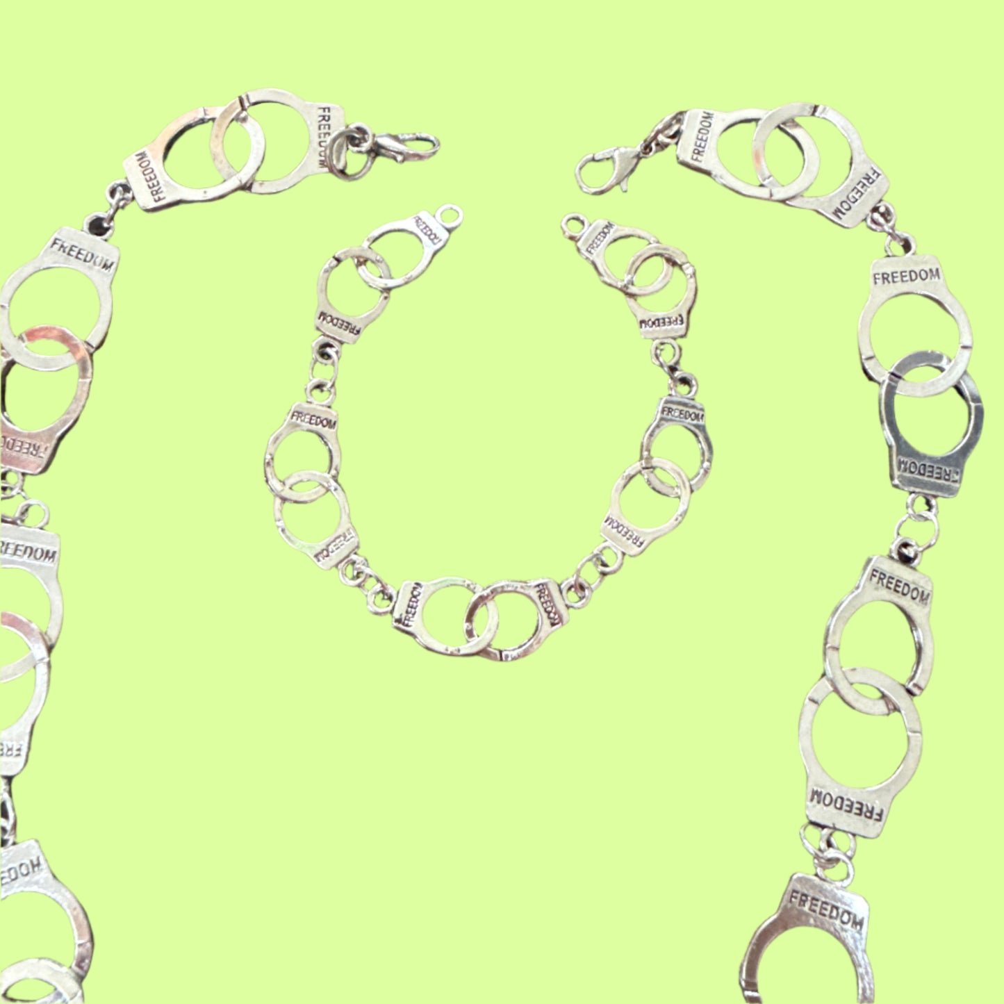 Necklace - handcuff chain Vtg BAD blocks