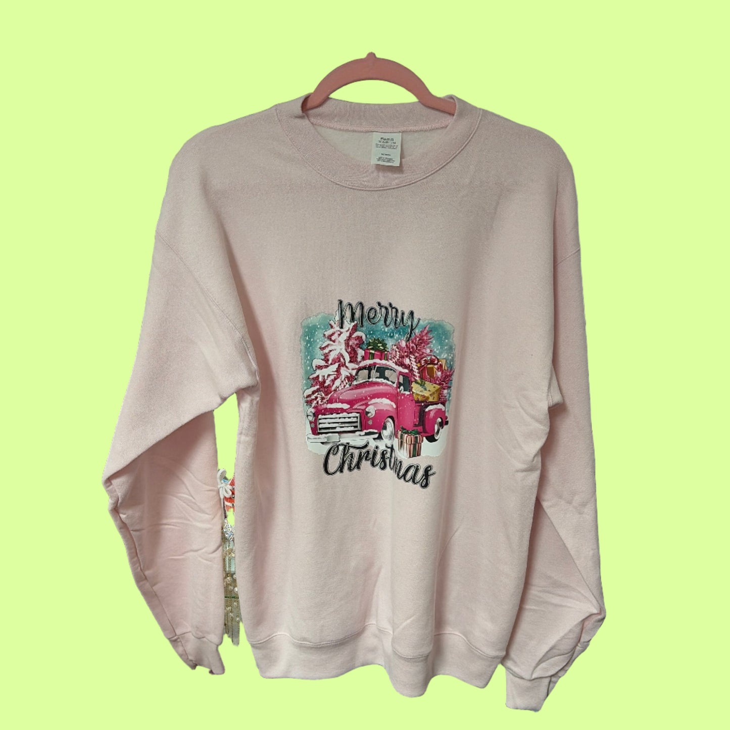 Sweatshirt - local artisan - Pink xmas truck - pink - Med