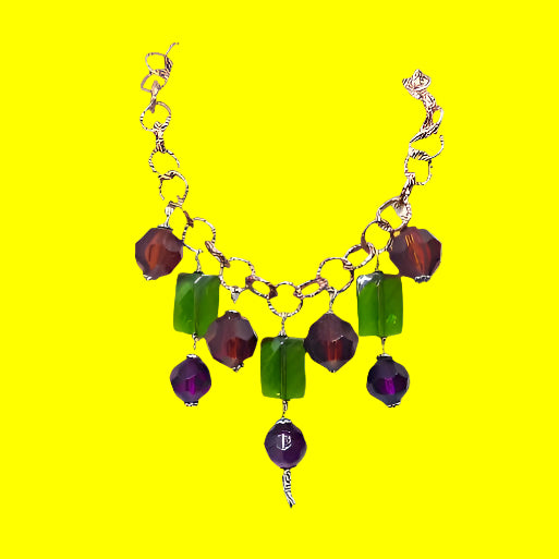 Necklace - Amber Green Purple