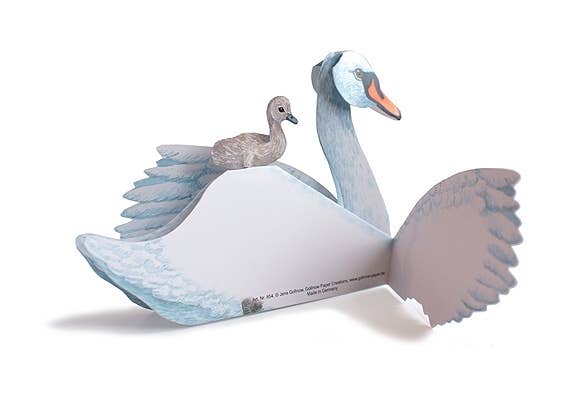 Greeting Card - 3D Swan with Chick