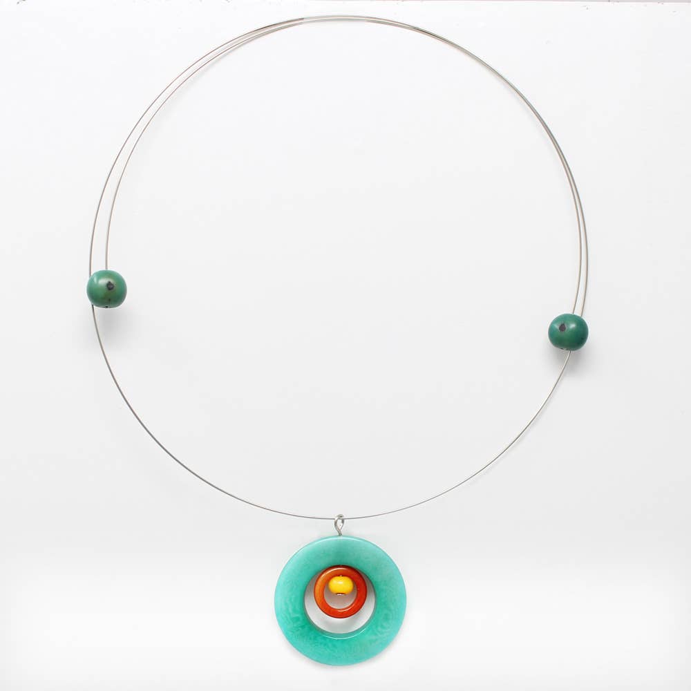 Necklace - Circles Tagua Choker: Brown