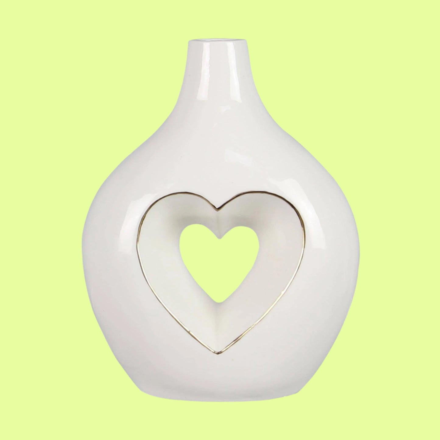 Vase - Ceramic Wht cutout heart