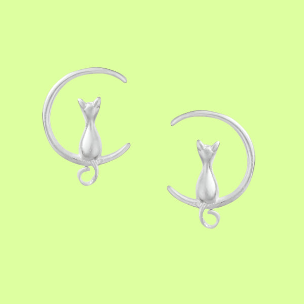 Earrings - Cat in Moon