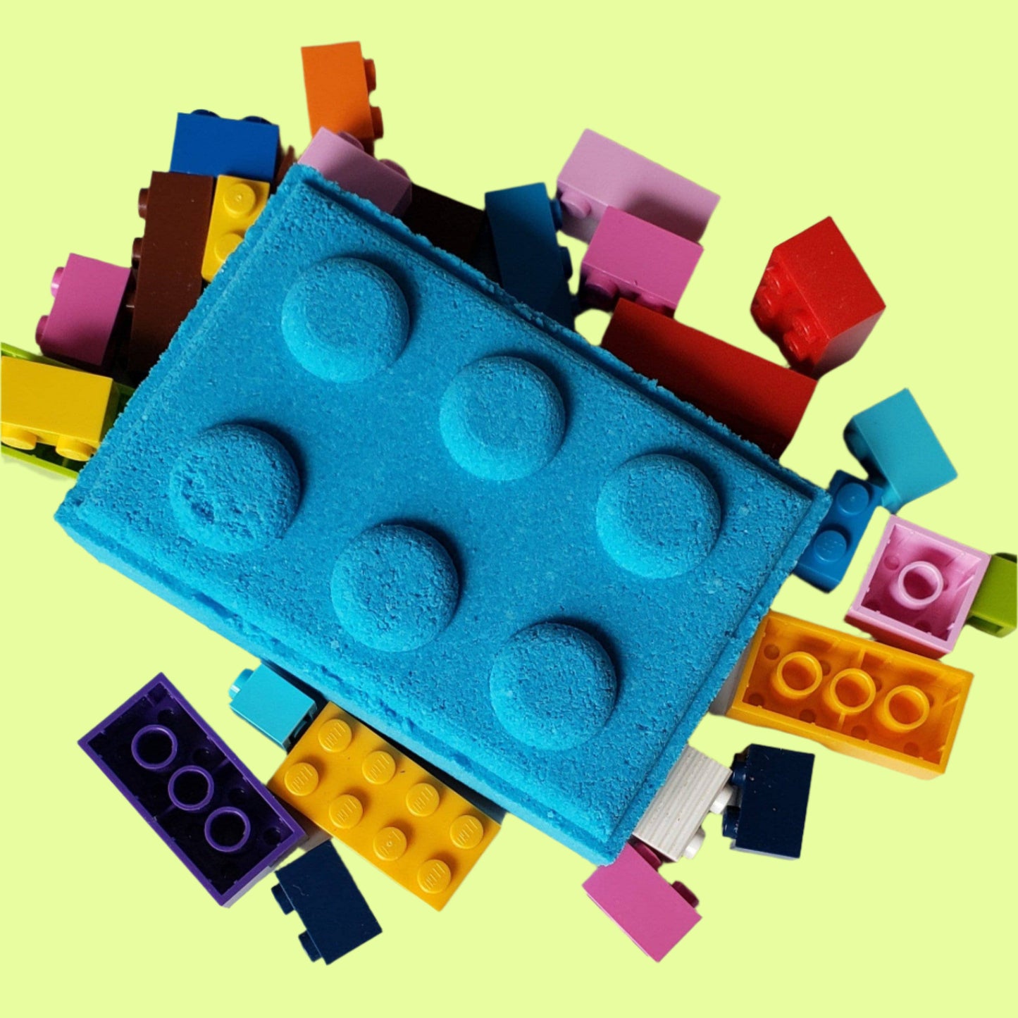 Bath Bomb - Blue Building Brick w Car Inside Blue Raspberry