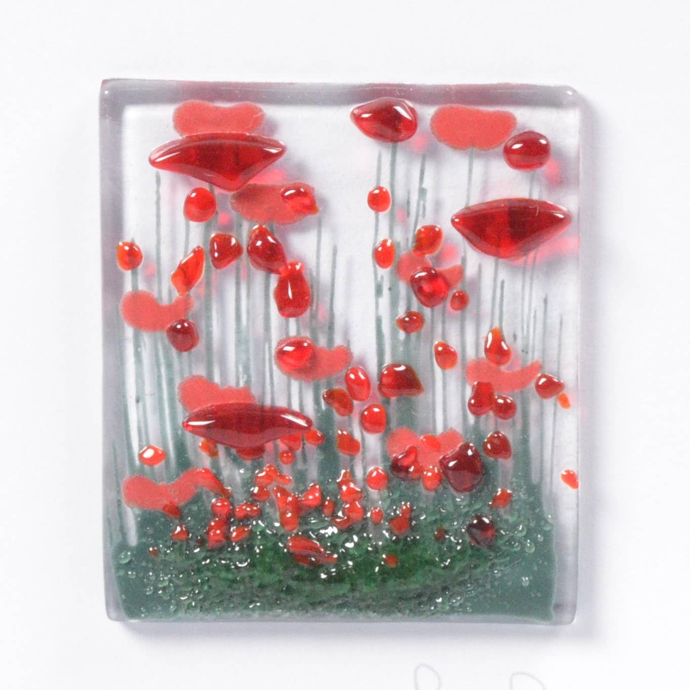 Greeting Card - Handmade Fused Glass - Poppy