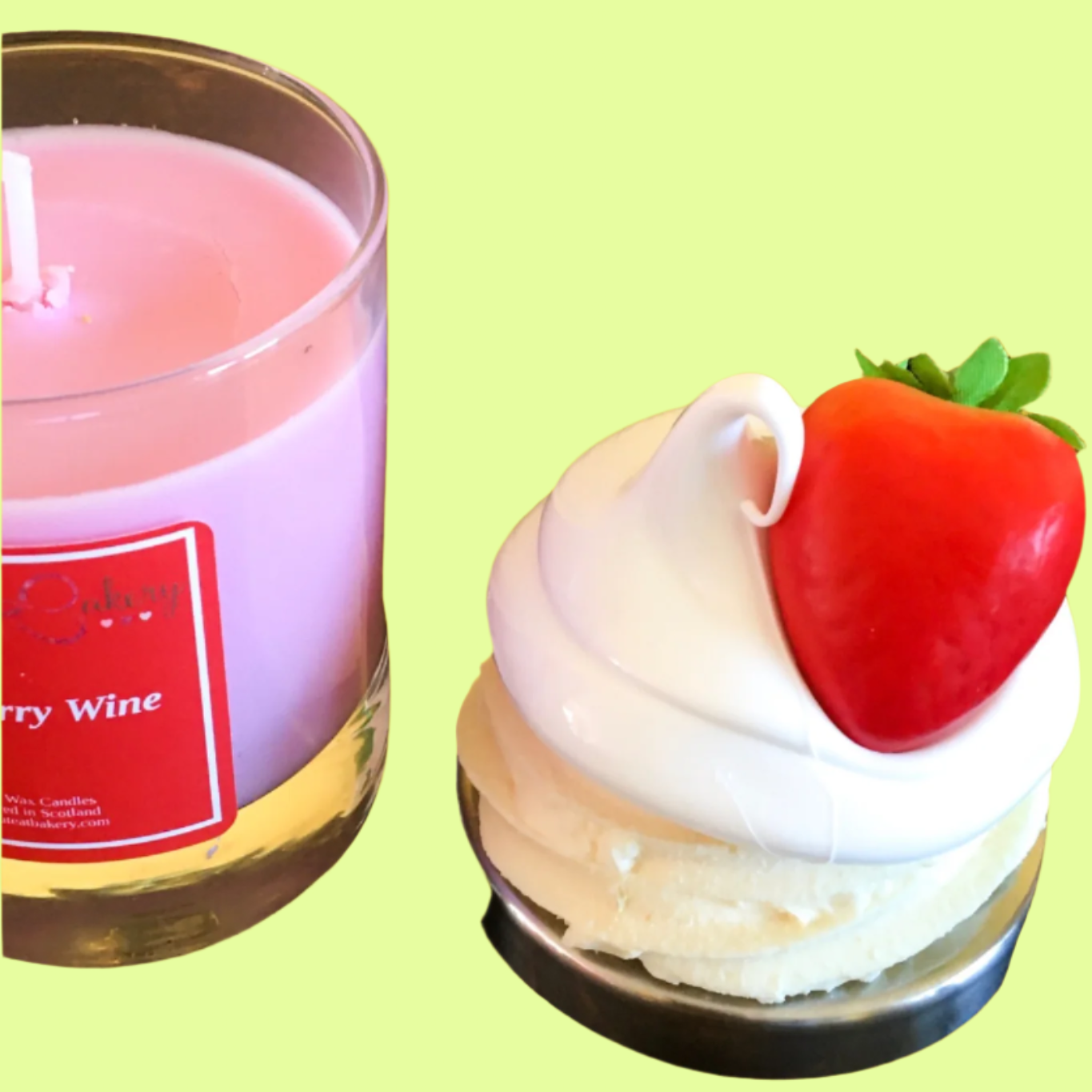 *Candle - Decorative Lid Strawberry Wine Cupcake