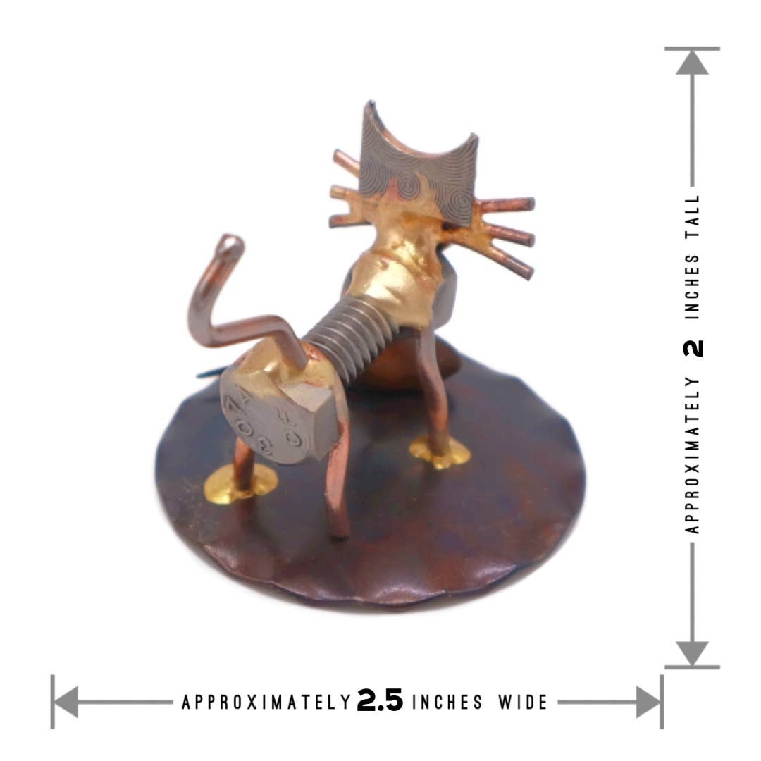 Metal Figurine - Cat with Mouse