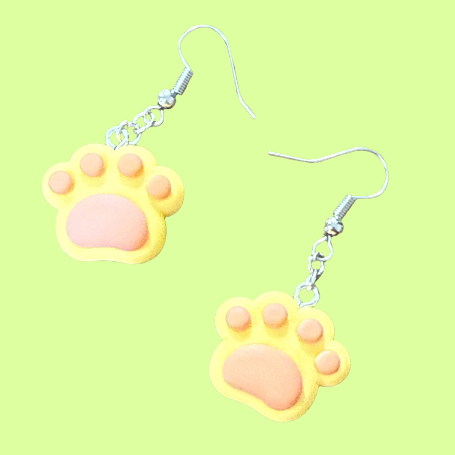 Earrings - 2tone polyresin paws peach/yellow