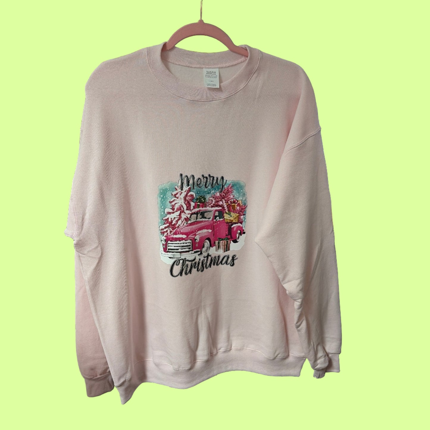 Sweatshirt - local artisan - Pink xmas truck - pink - lge