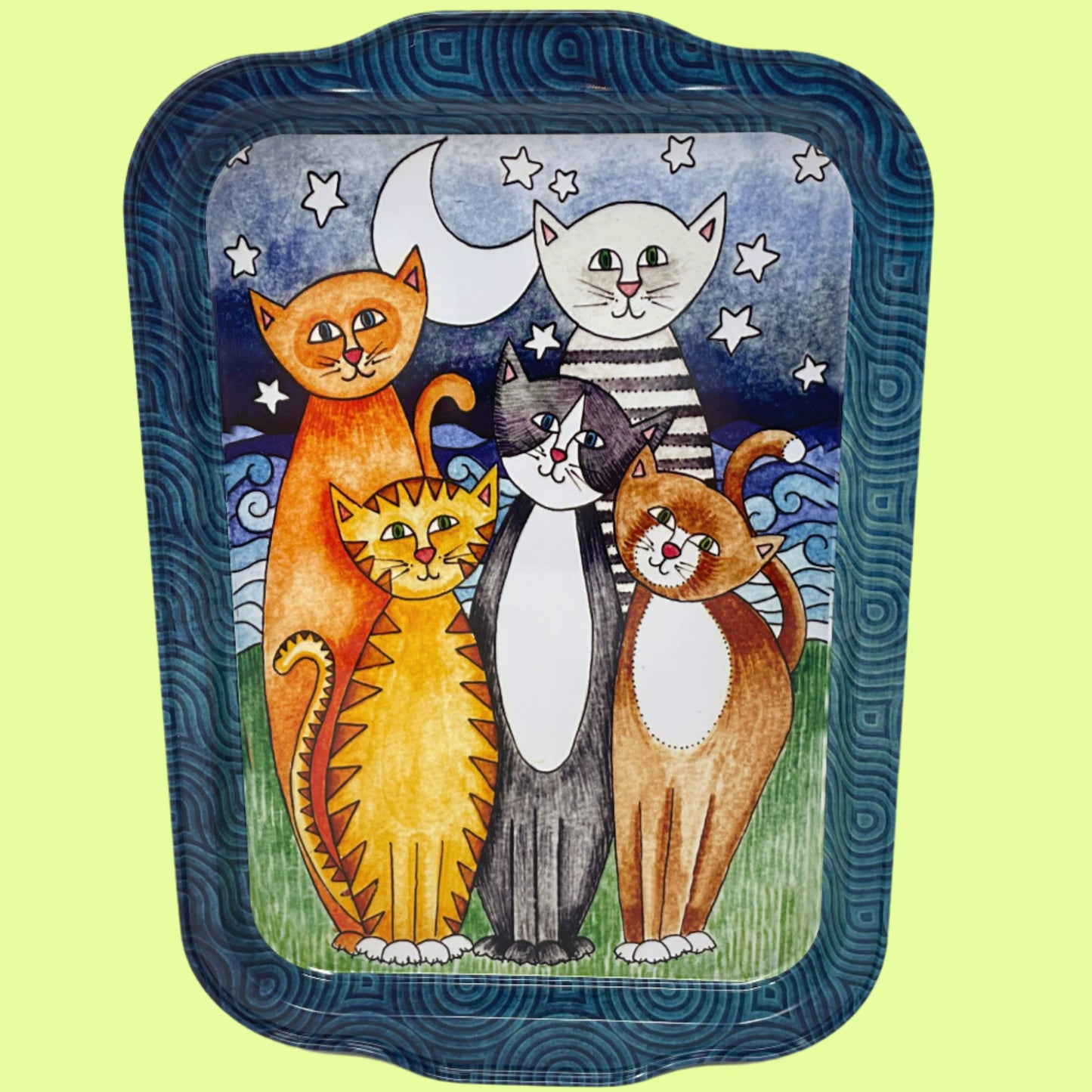 Tray - 5 cats standing metal