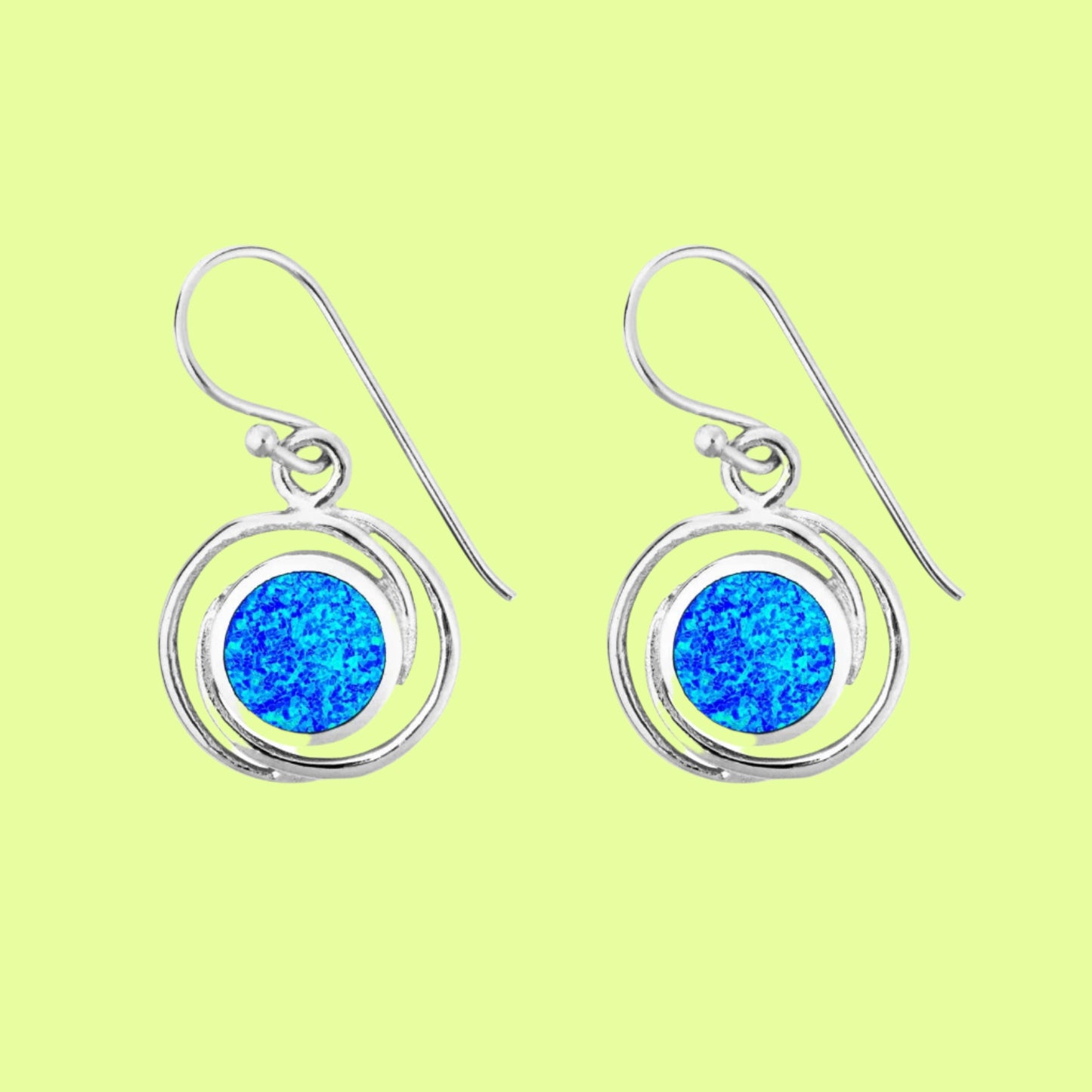 Earrings - Blue Opal Circles