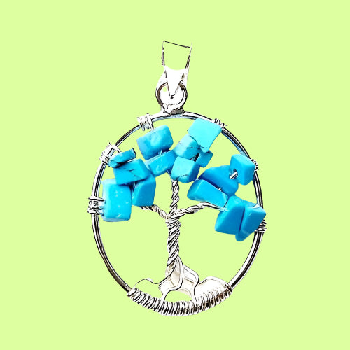 Pendant - Turquoise Oval Tree of Life Pendant only