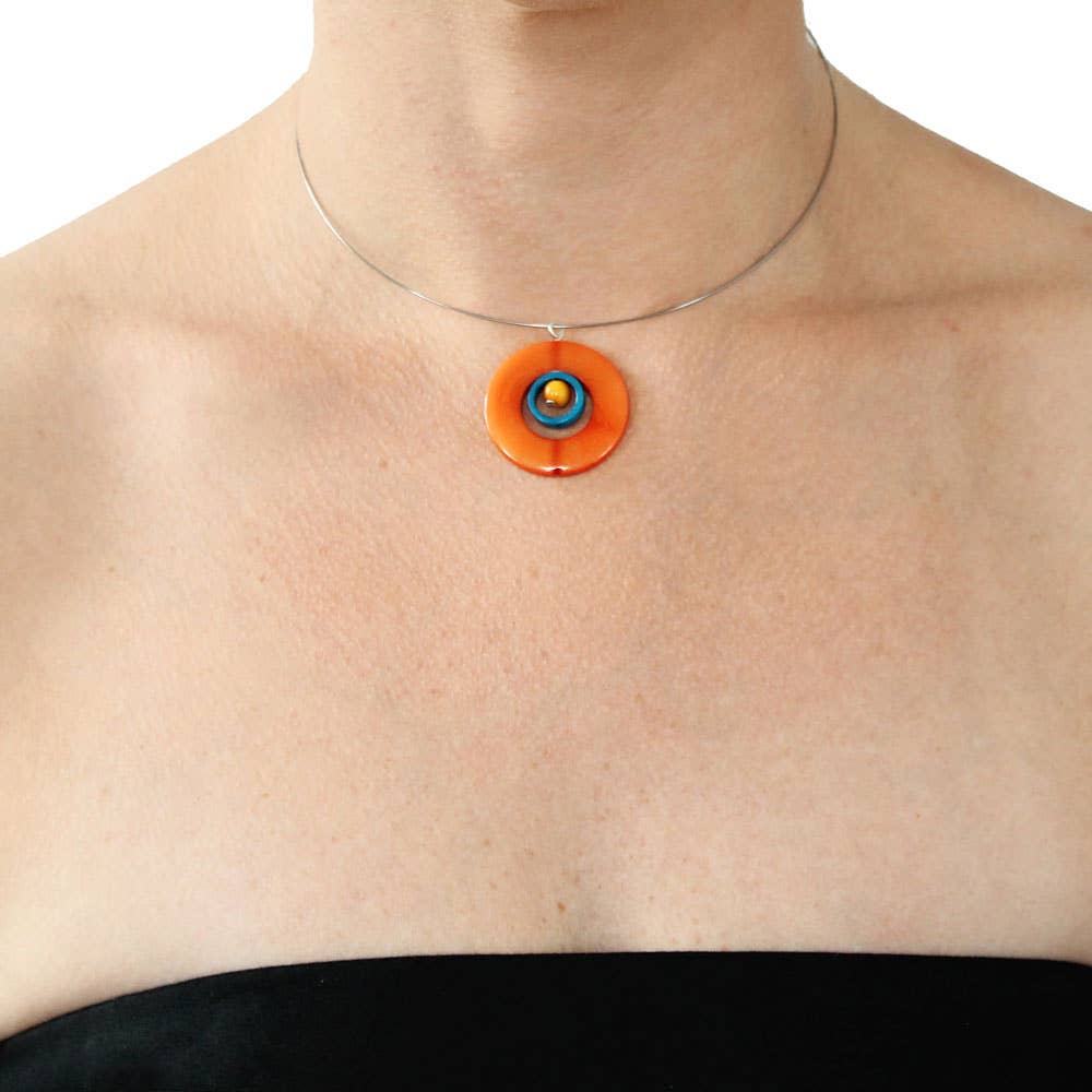 Necklace - Circles Tagua Choker: Brown