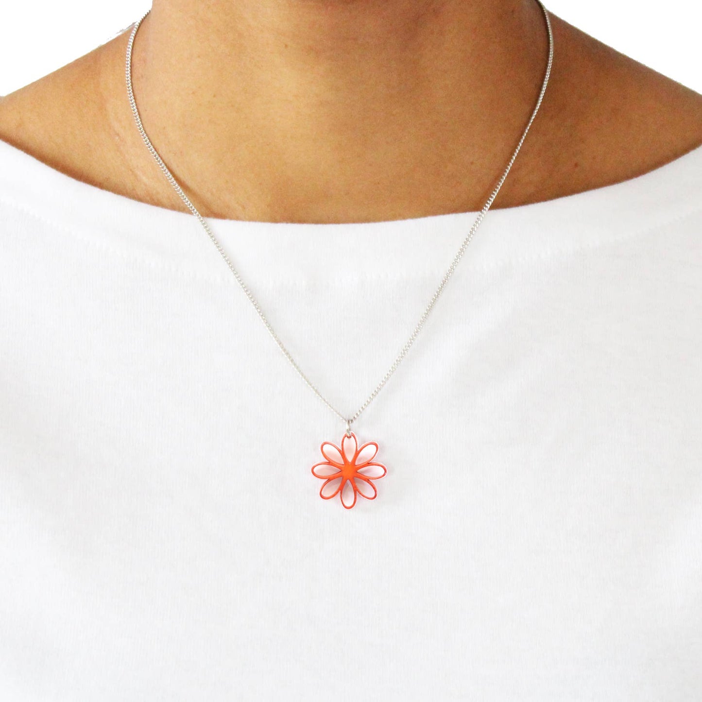 Necklace - single Tagua flower Orange