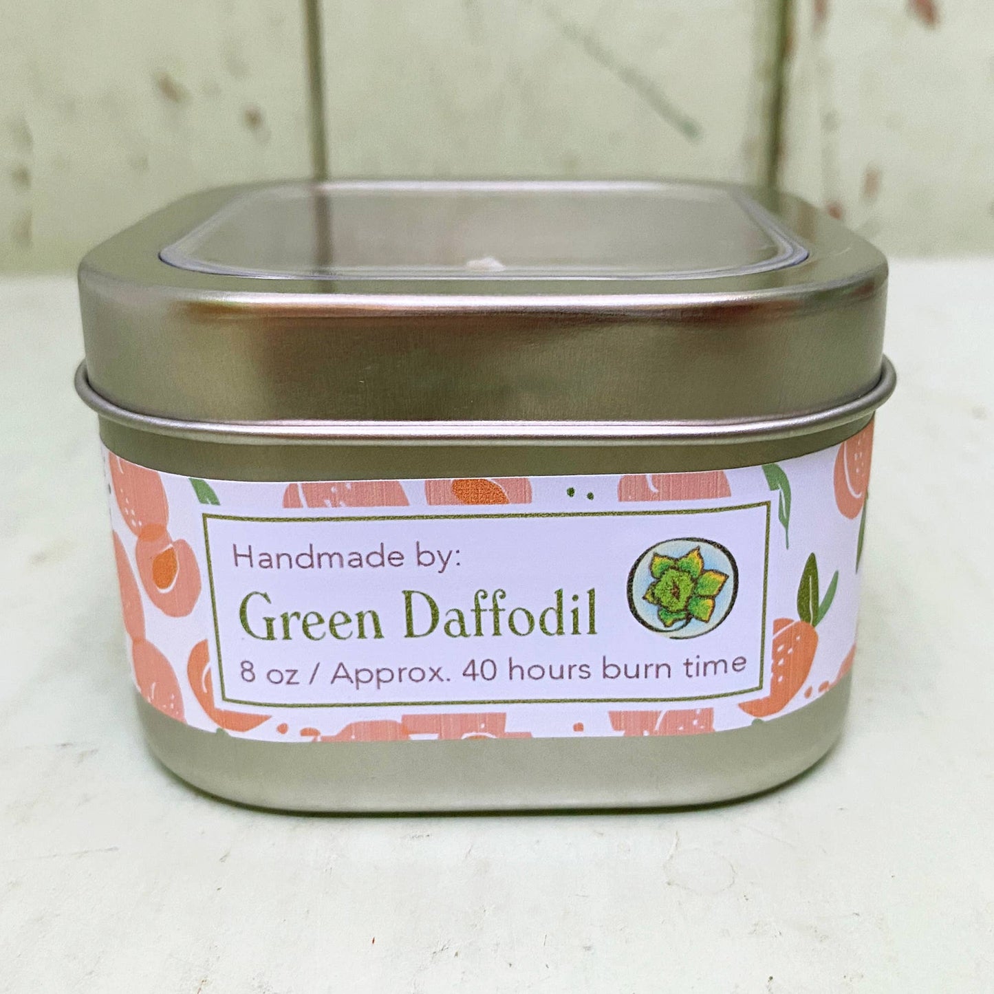 Candle - sq tin Georgia Peach 8oz