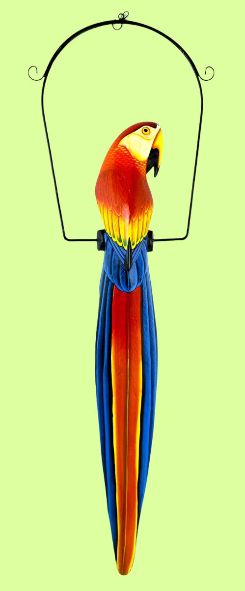 Figurine - Tropical PARROT on Perch Hanging Statue