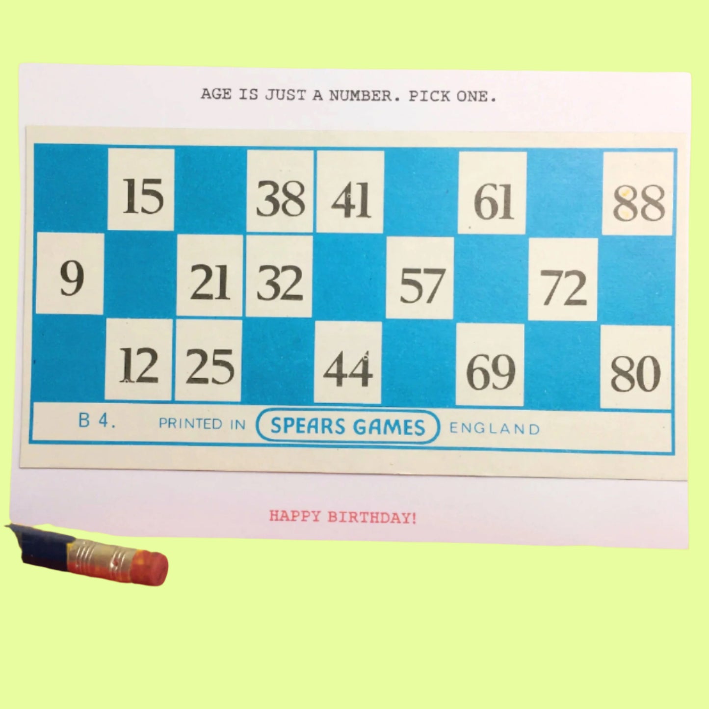 Greeting Card - AGE IS JUST A NUMBER. PICK ONE(BINGO CARD)