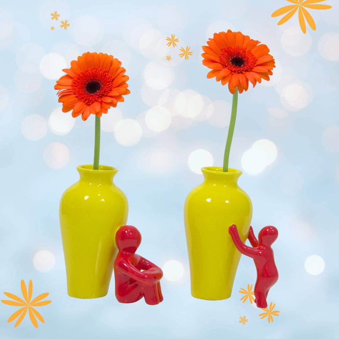 Vase - Little Guy Vase Standing: Yellow/Red