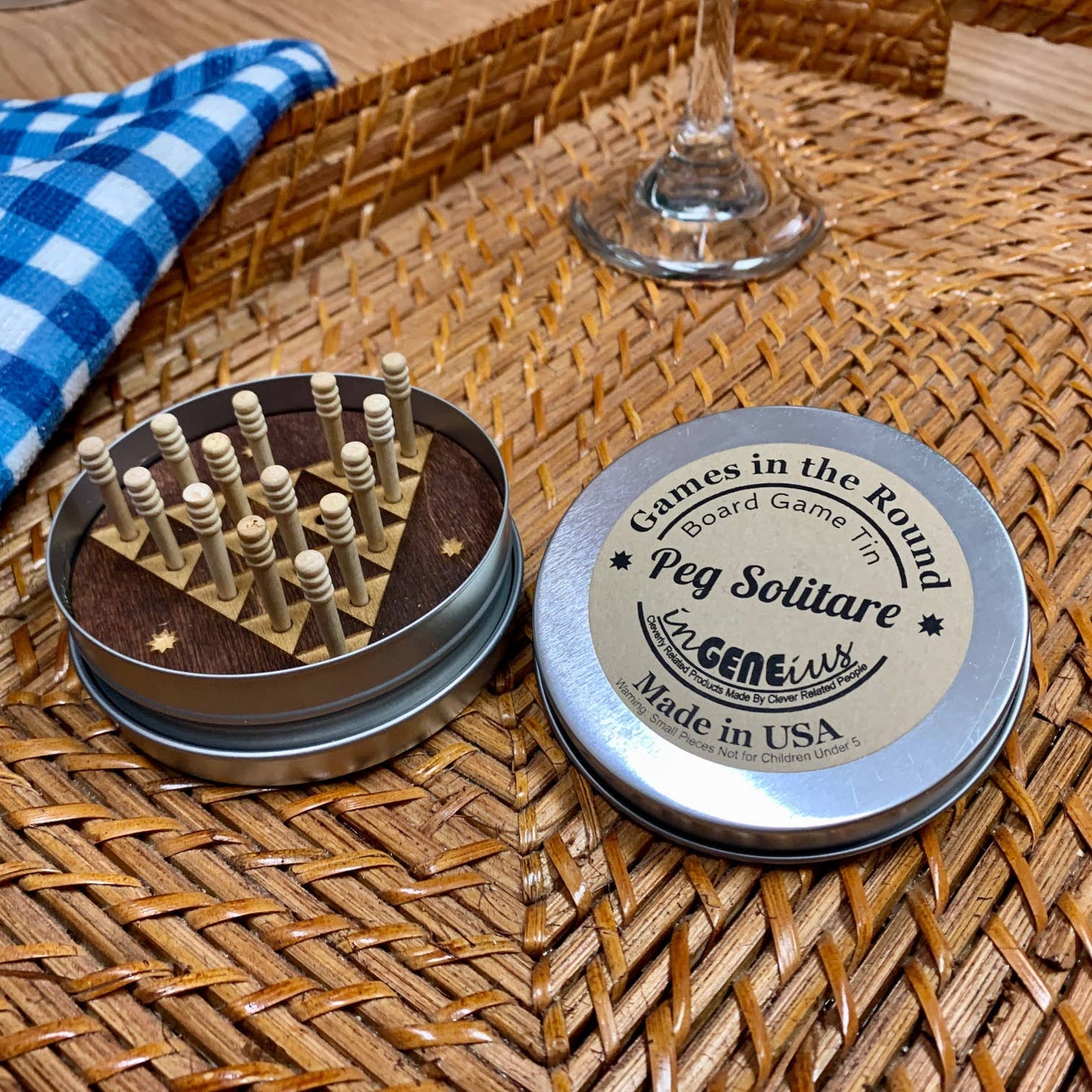 Games - Mini Board Game in Round Tin - Peg Solitaire