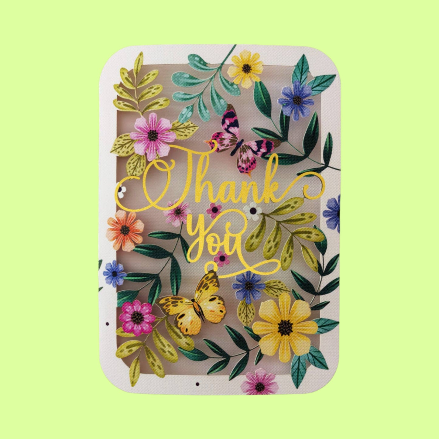 Greeting Card - Thak You flowers butterflies